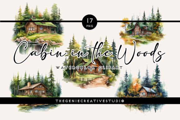 Cabin in the Wood Clipart: Illustrations for Branding