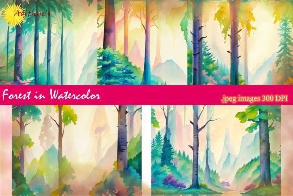 Forest in Watercolor Illustrations for Digital Products
