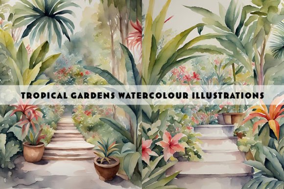 Tropical Garden Watercolour Duo: Editorial Illustrations