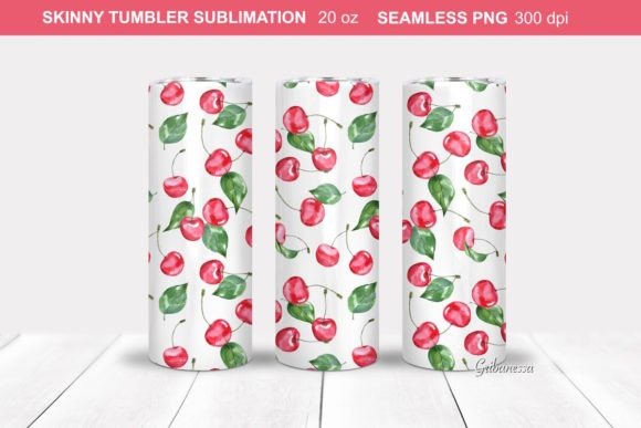 Watercolor Cherry Tumbler Wrap Illustrations Review