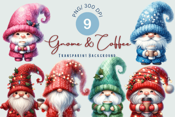 Watercolor Gnomes Coffee Illustrations for Branding