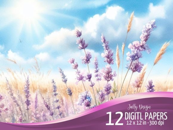 Watercolor Lavender Flowers Field Illustrations Review