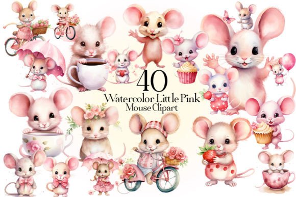 Watercolor Little Pink Mouse Clipart Illustrations Review