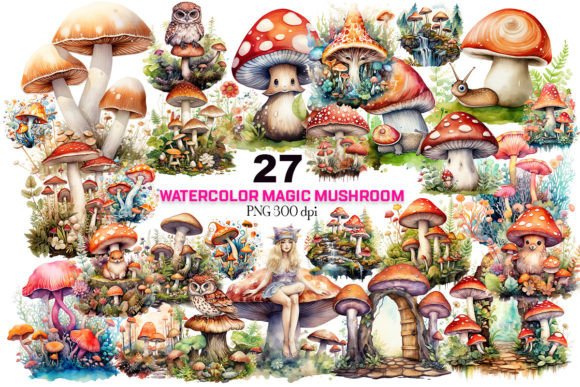 Watercolor Magic Mushrooms Clipart: An Embroidery Review