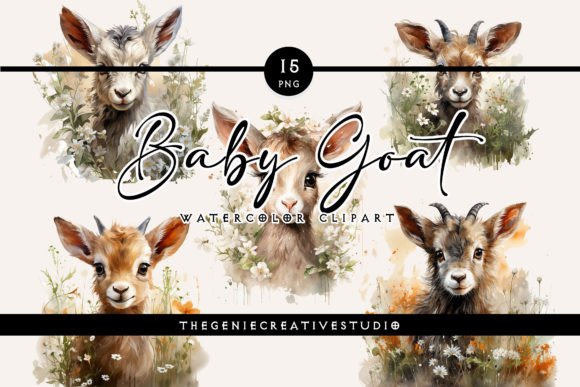 Watercolor PNG Baby Goat Clipart Illustrations Review