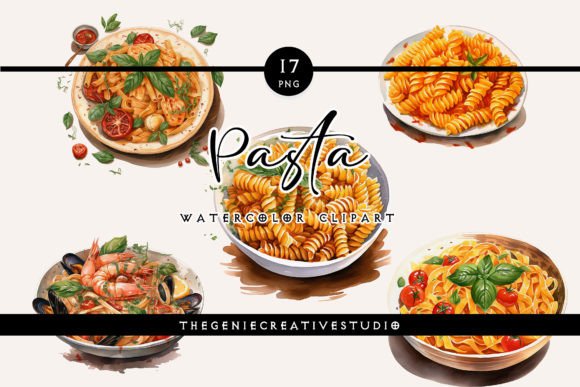 Watercolor PNG Pasta Clipart for Illustrations