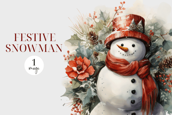 Watercolor Snowman Sublimation PNG: Editorial Illustrations