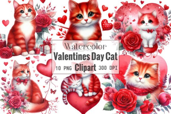 Watercolor Valentines Day Cat Clipart: Illustrations Review