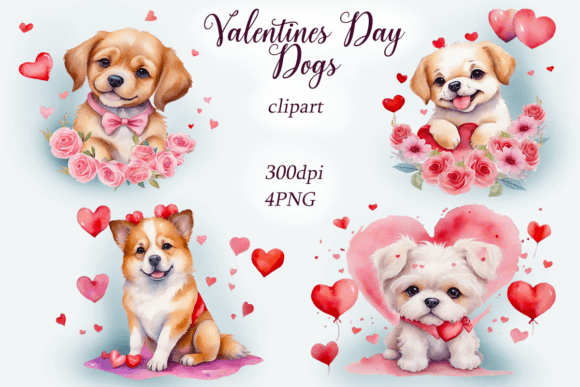 Watercolor Valentines Day Dogs Illustrations Review