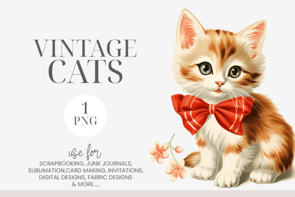 Watercolor White Ginger Kitten Clipart Illustrations