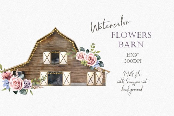 Wooden Flowers Barn Watercolor Clipart Review